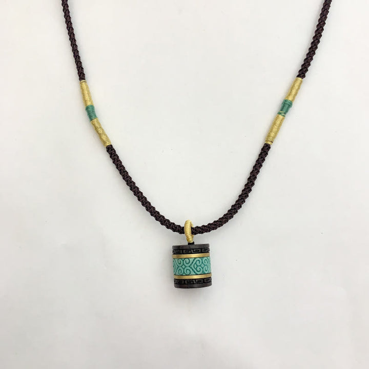 Buddha Stones黒檀ターコイズ シリンダー ピース ネックレス ペンダント - image 4