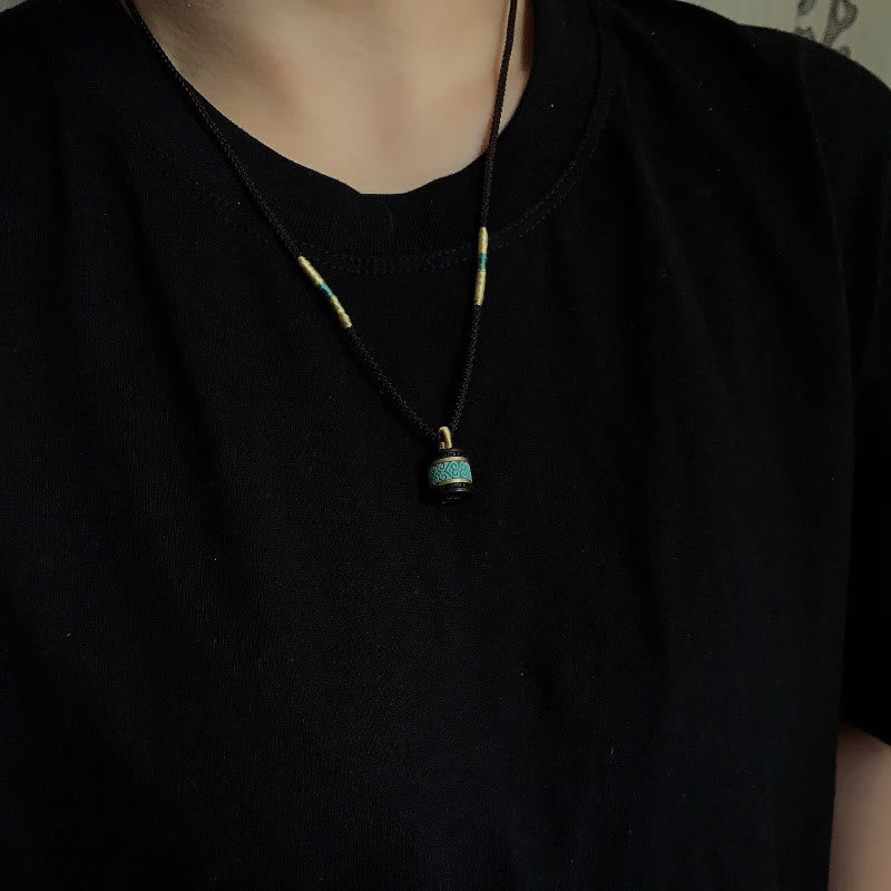 Buddha Stones黒檀ターコイズ シリンダー ピース ネックレス ペンダント - image 5