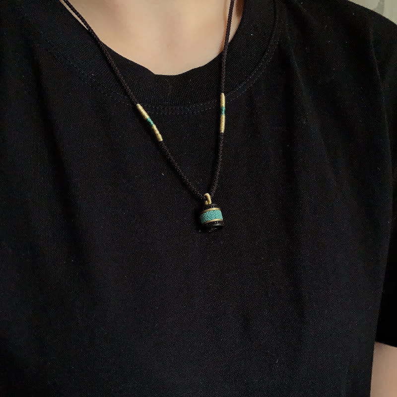 Buddha Stones黒檀ターコイズ シリンダー ピース ネックレス ペンダント - image 8