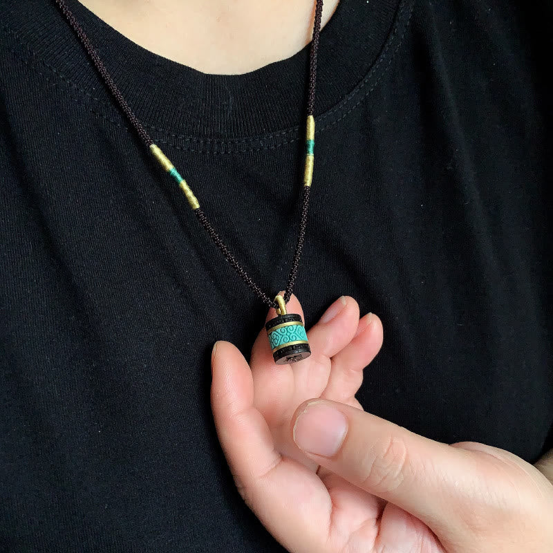Buddha Stones黒檀ターコイズ シリンダー ピース ネックレス ペンダント - image 6