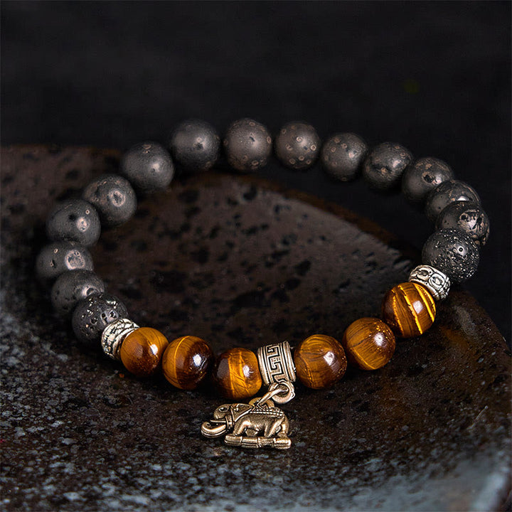 Buddha Stonesブラック溶岩石 クリスタルビーズ 動物柄 ヒーリングブレスレット - image 3
