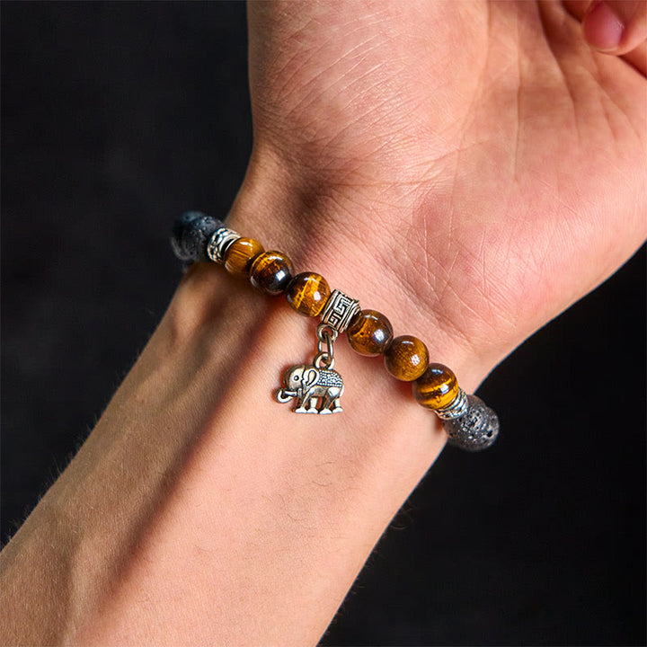 Buddha Stonesブラック溶岩石 クリスタルビーズ 動物柄 ヒーリングブレスレット - image 4