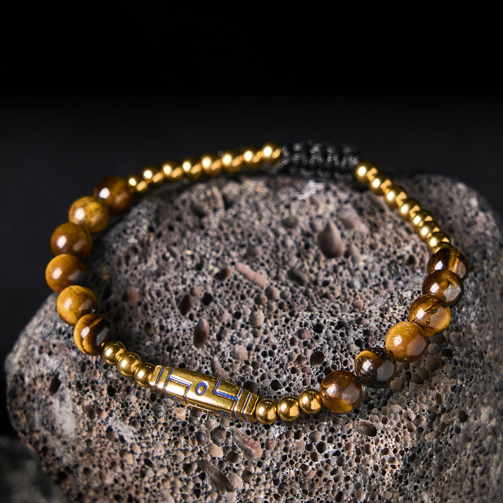 Buddha Stonesかわいい骨模様 タイガーアイ 勇気ビーズブレスレット - image 2
