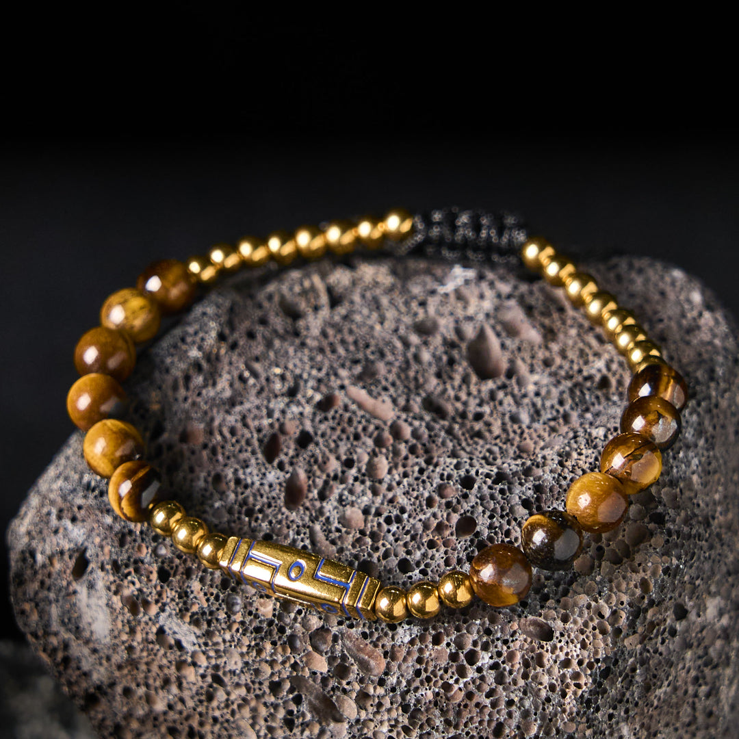 Buddha Stonesかわいい骨模様 タイガーアイ 勇気ビーズブレスレット - image 2