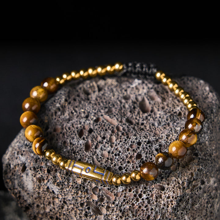 Buddha Stonesかわいい骨模様 タイガーアイ 勇気ビーズブレスレット - image 2