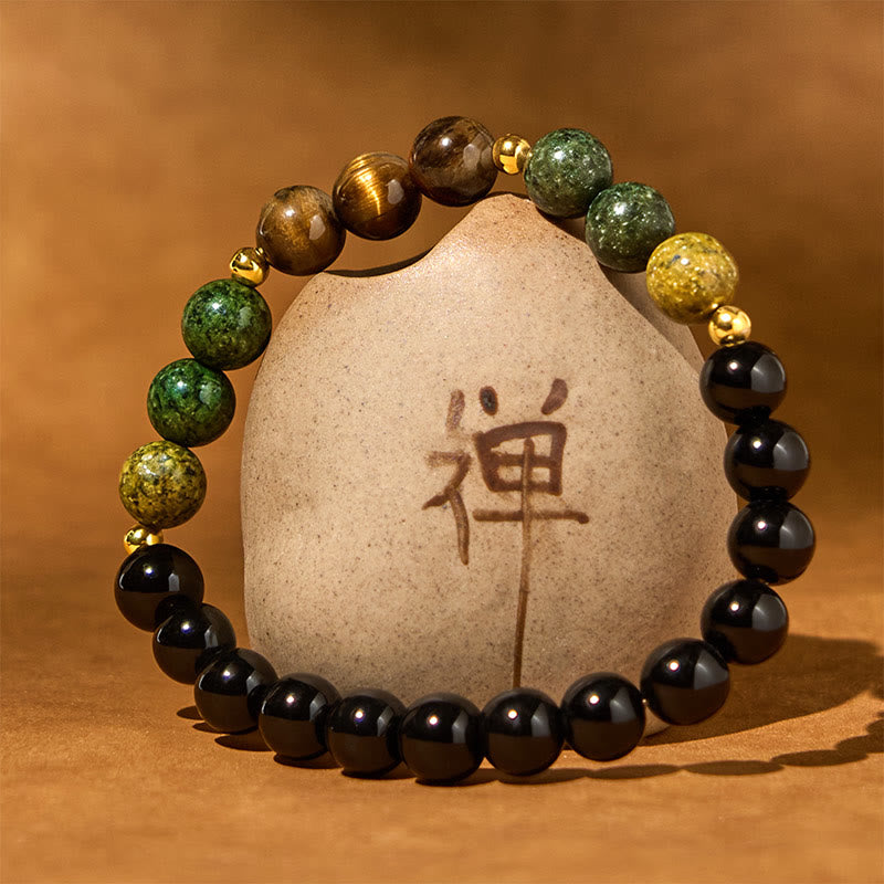 Buddha Stonesタイガーアイ ビーズ ガラス バランス セレニティ ブレスレット - image 1