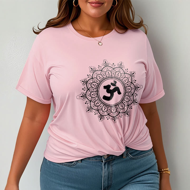 Buddha Stonesシンメトリーマンダラオームシンボル柄TシャツコットンTシャツ - image 14