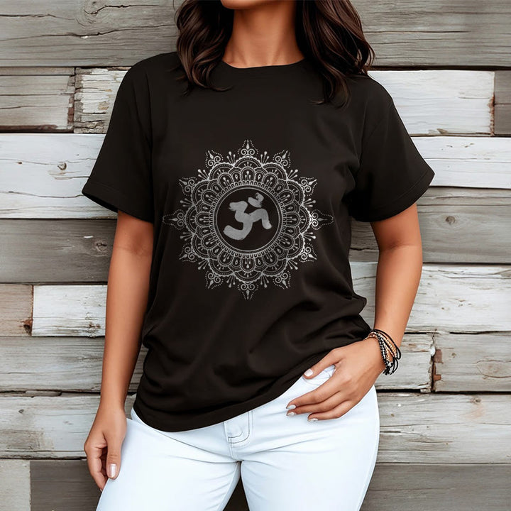 Buddha Stonesシンメトリーマンダラオームシンボル柄TシャツコットンTシャツ - image 7