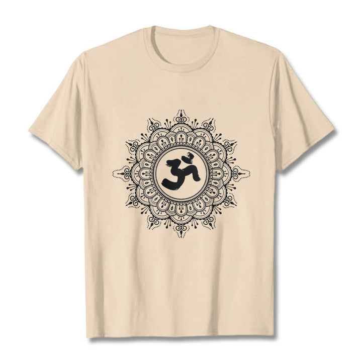 Buddha Stonesシンメトリーマンダラオームシンボル柄TシャツコットンTシャツ - ビスク - 2XL - image 11