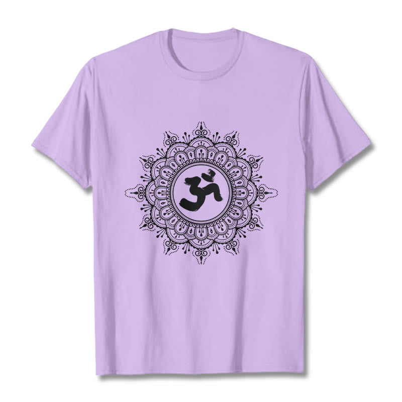 Buddha Stonesシンメトリーマンダラオームシンボル柄TシャツコットンTシャツ - 梅 - 2XL - image 17