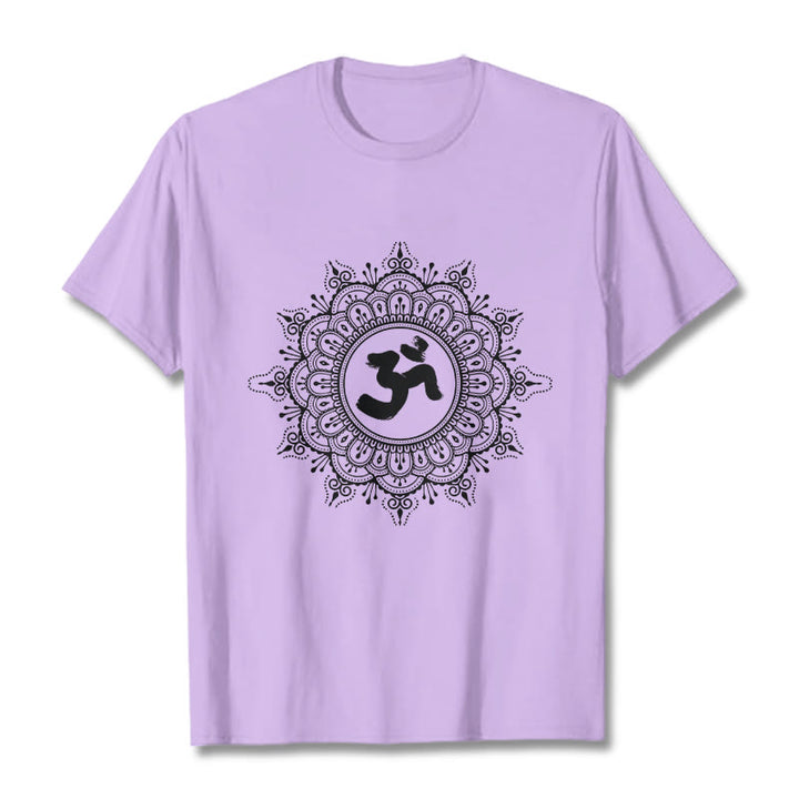 Buddha Stonesシンメトリーマンダラオームシンボル柄TシャツコットンTシャツ - 梅 - 2XL - image 17