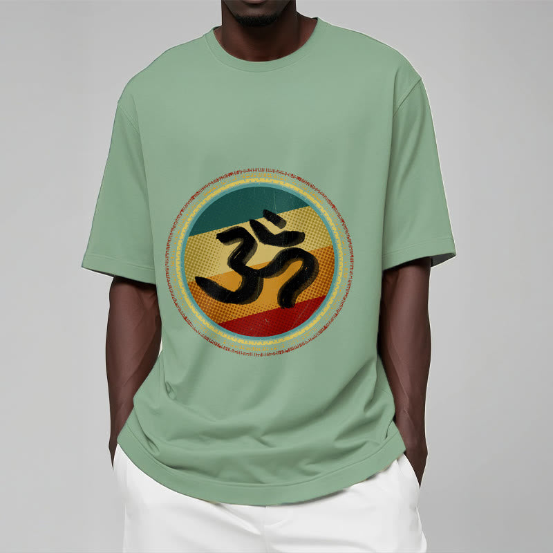 Buddha Stonesの鮮やかな色彩のシンプルな円形マンダラ柄オームシンボルTシャツコットンTシャツ - image 16