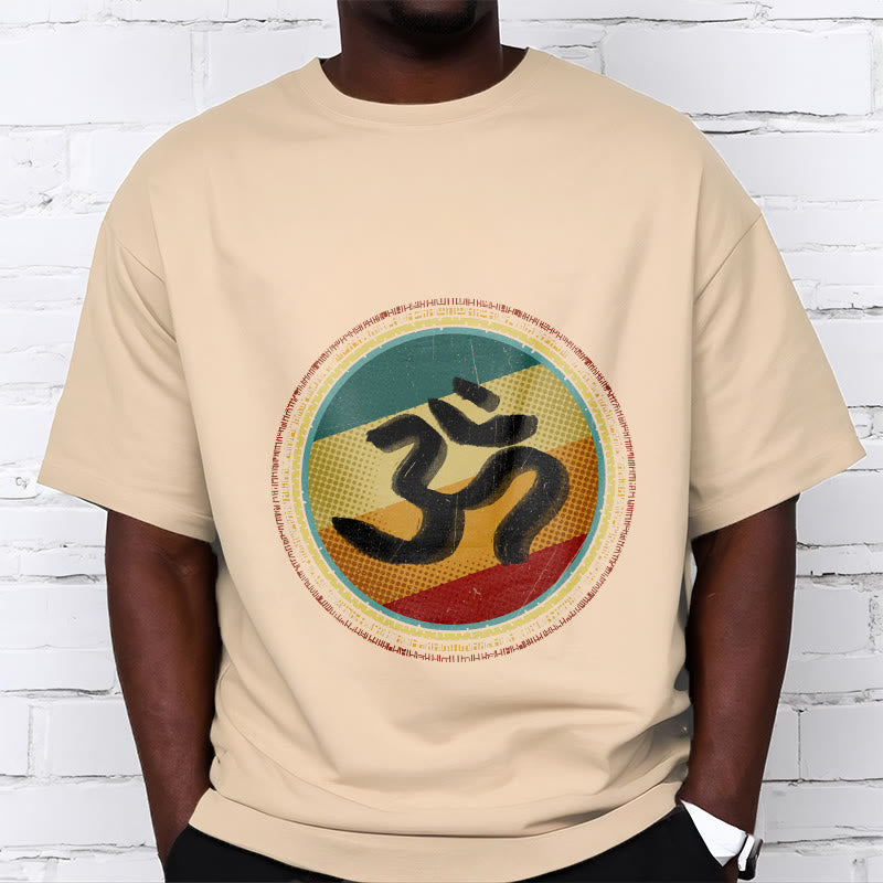 Buddha Stonesの鮮やかな色彩のシンプルな円形マンダラ柄オームシンボルTシャツコットンTシャツ - image 10