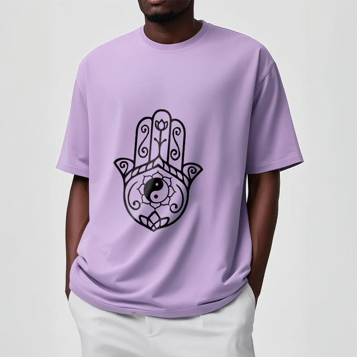 Buddha Stonesハムサハンド陰陽柄TシャツコットンTシャツ - image 18