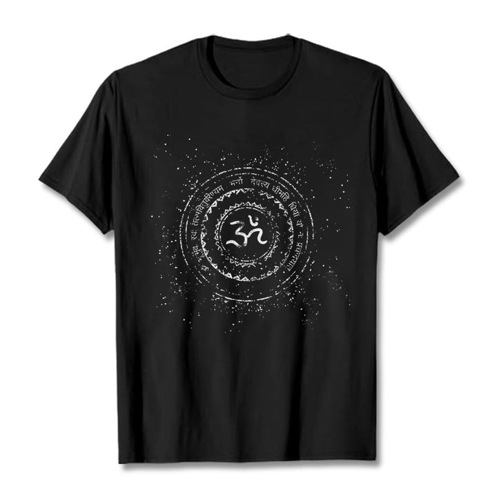 Buddha Stones曼荼羅オームシンボルマントラ柄TシャツコットンTシャツ - 黒 - 2XL - image 4