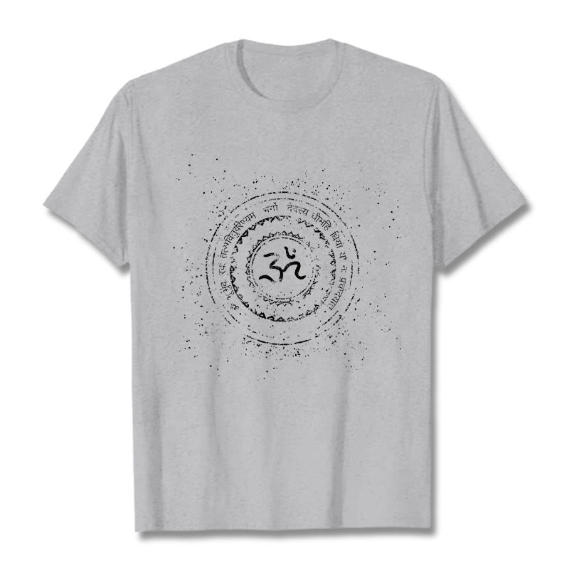 Buddha Stones曼荼羅オームシンボルマントラ柄TシャツコットンTシャツ - ライトグレー - 2XL - image 19