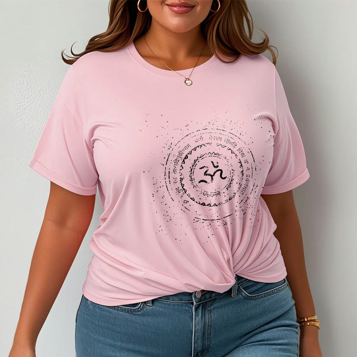 Buddha Stones曼荼羅オームシンボルマントラ柄TシャツコットンTシャツ - image 14