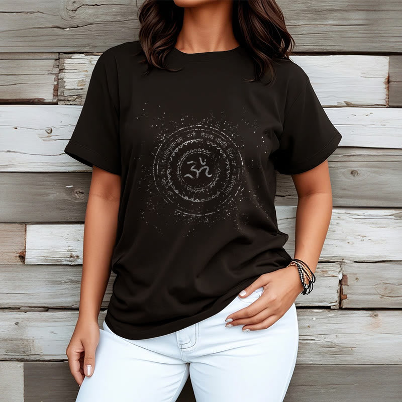 Buddha Stones曼荼羅オームシンボルマントラ柄TシャツコットンTシャツ - image 8