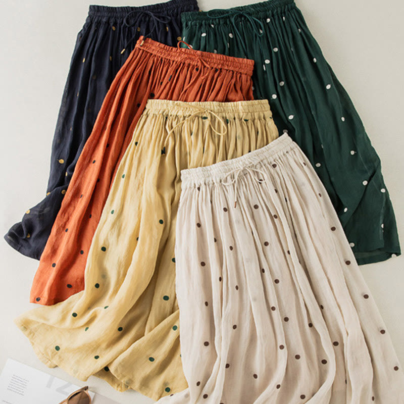 Buddha Stonesの芸術的なヴィンテージドット柄レディースプリーツスカート - image 31