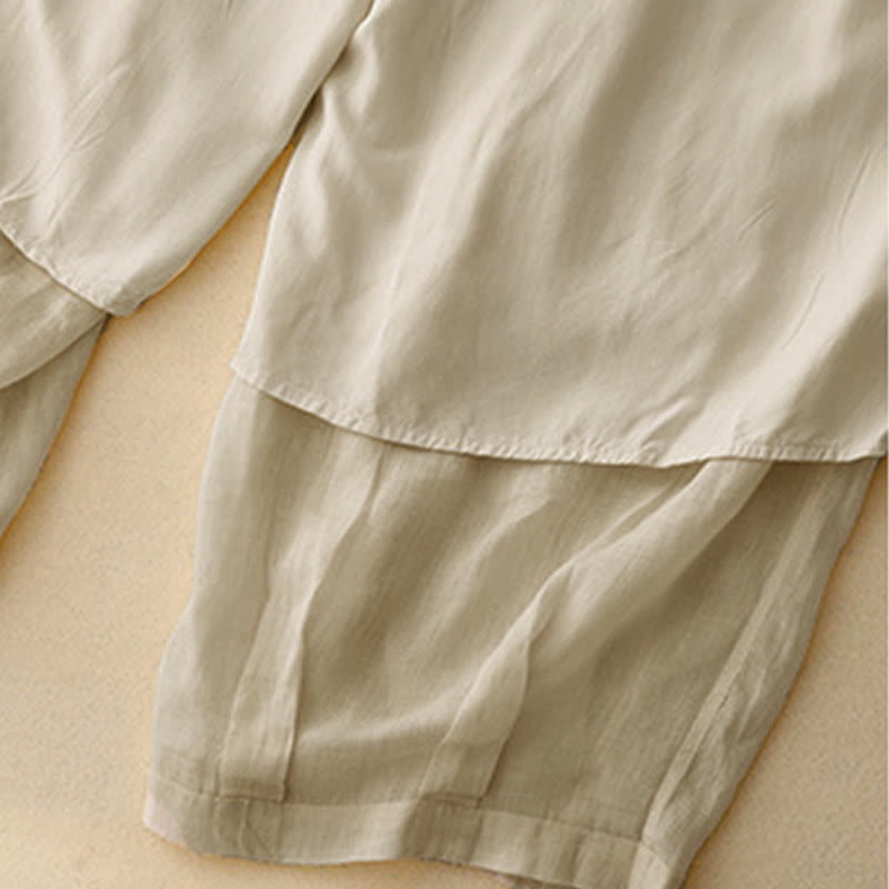 Buddha Stonesカジュアル ルーズ ダブルレイヤー 7-8丈 クロップドパンツ レディース パンツ ポケット付き - image 24