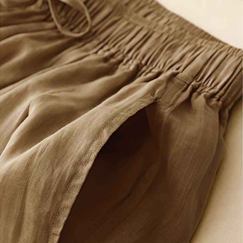 Buddha Stonesカジュアル ルーズ ダブルレイヤー 7-8丈 クロップドパンツ レディース パンツ ポケット付き - image 2