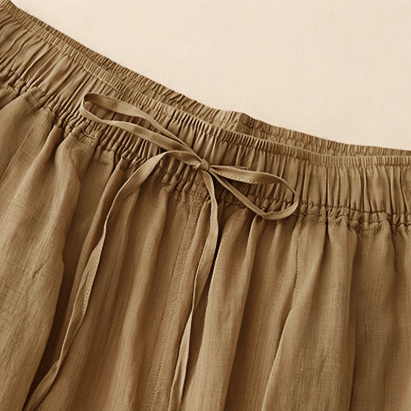 Buddha Stonesカジュアル ルーズ ダブルレイヤー 7-8丈 クロップドパンツ レディース パンツ ポケット付き - image 4