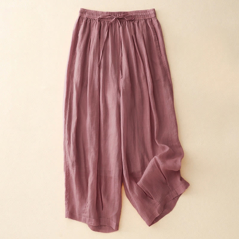 Buddha Stonesカジュアル ルーズ ダブルレイヤー 7-8丈 クロップドパンツ レディース パンツ ポケット付き - ライトピンク - US8-10，UK/AU12-14，EU40-42 (2XL) - image 16