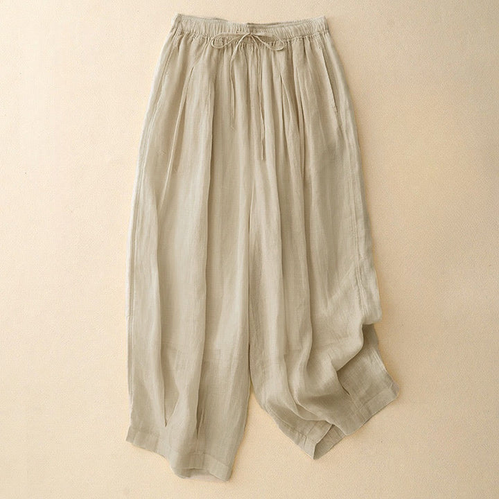 Buddha Stonesカジュアル ルーズ ダブルレイヤー 7-8丈 クロップドパンツ レディース パンツ ポケット付き - ベージュ - US8-10，UK/AU12-14，EU40-42 (2XL) - image 21