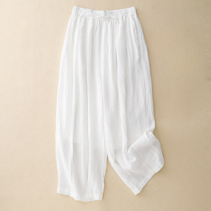 Buddha Stonesカジュアル ルーズ ダブルレイヤー 7-8丈 クロップドパンツ レディース パンツ ポケット付き - 白 - US8-10，UK/AU12-14，EU40-42 (2XL) - image 11