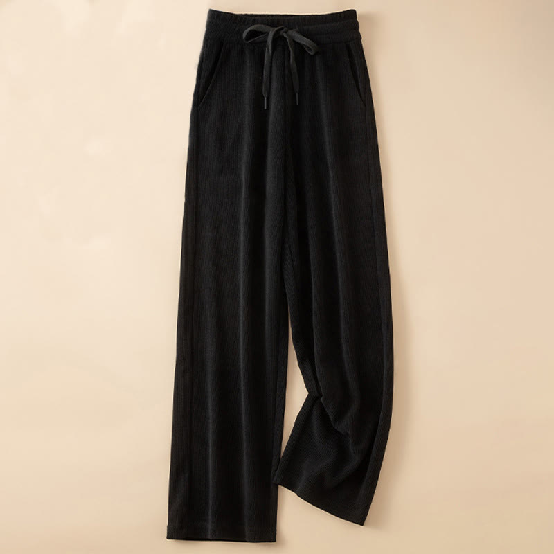 Buddha Stonesレディース 秋冬 ピュアカラー ワイドレッグ コットンパンツ ポケット付き - 黒 - US14、 UK/AU18、 EU46 (4XL) - image 10