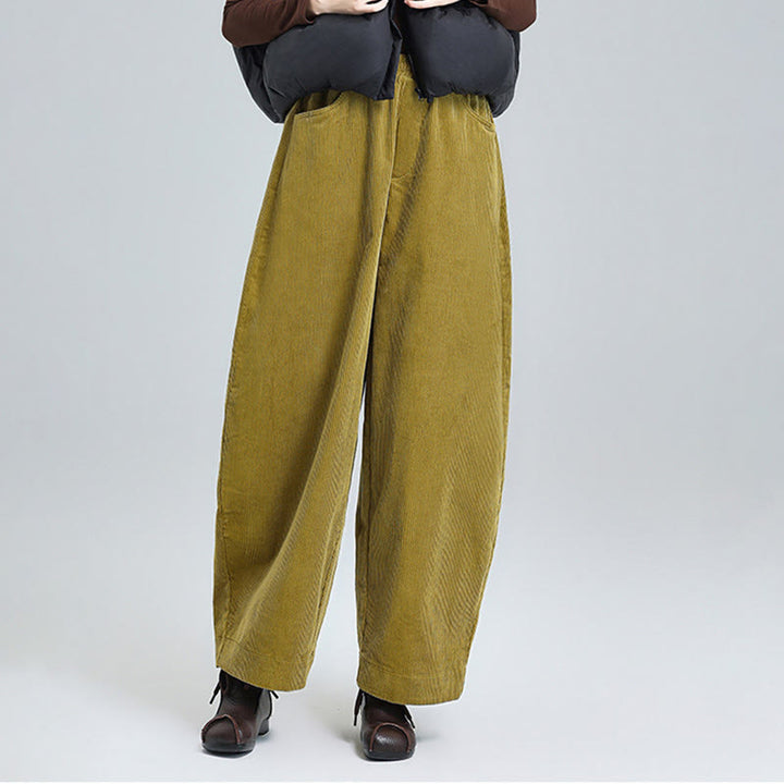 Buddha Stonesレディース 秋冬 無地 アンクル丈 シンプルデザイン コーデュロイ コットンパンツ ポケット付き - image 10