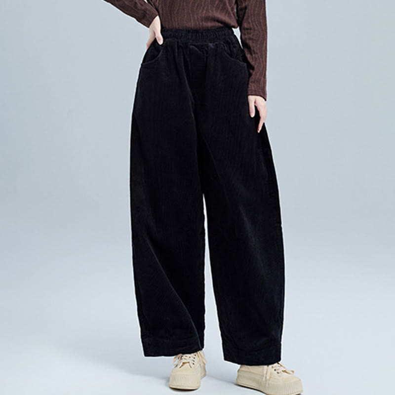 Buddha Stonesレディース 秋冬 無地 アンクル丈 シンプルデザイン コーデュロイ コットンパンツ ポケット付き - image 2