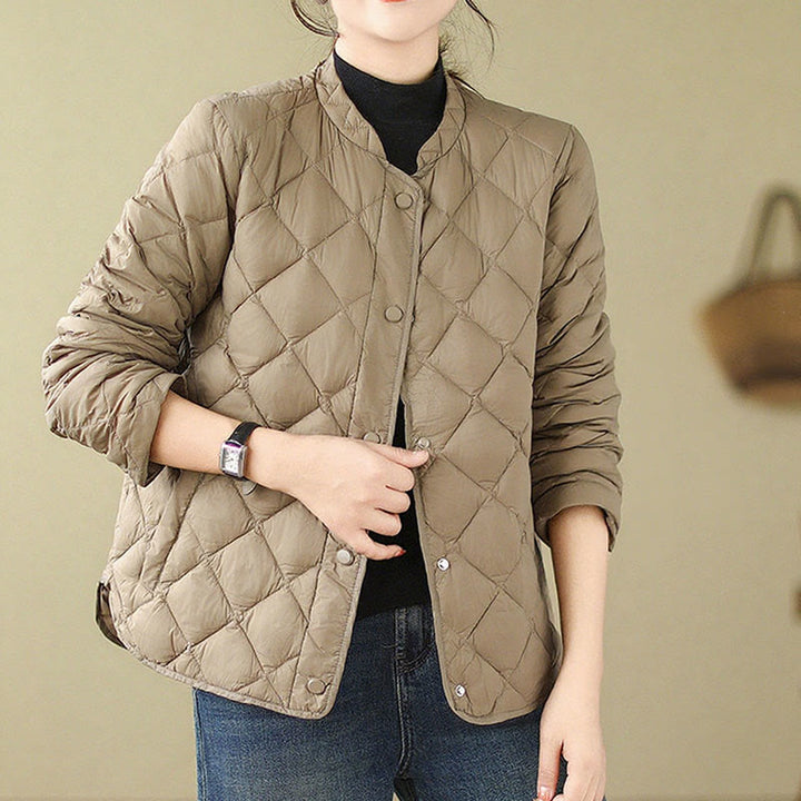Buddha Stonesレディース 秋冬 長袖 ダイヤモンドキルティングデザイン コットン サーマルジャケット ポケット付き - image 3