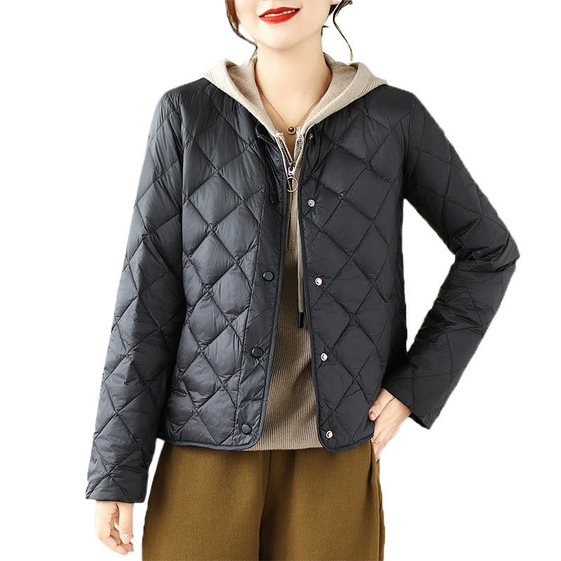 Buddha Stonesレディース 秋冬 長袖 ダイヤモンドキルティングデザイン コットン サーマルジャケット ポケット付き - image 19