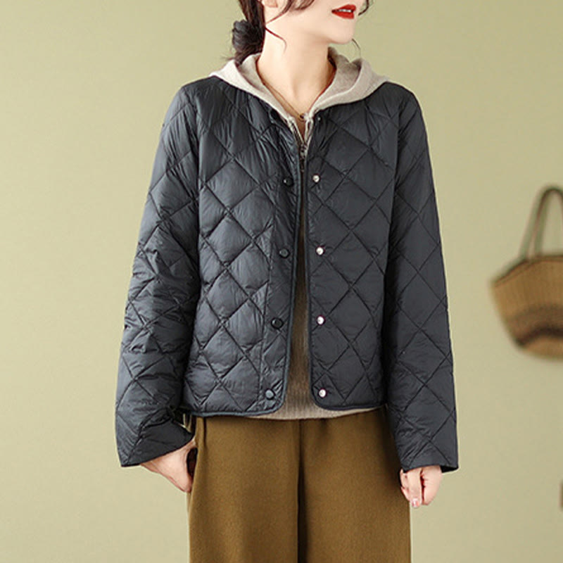 Buddha Stonesレディース 秋冬 長袖 ダイヤモンドキルティングデザイン コットン サーマルジャケット ポケット付き - image 18