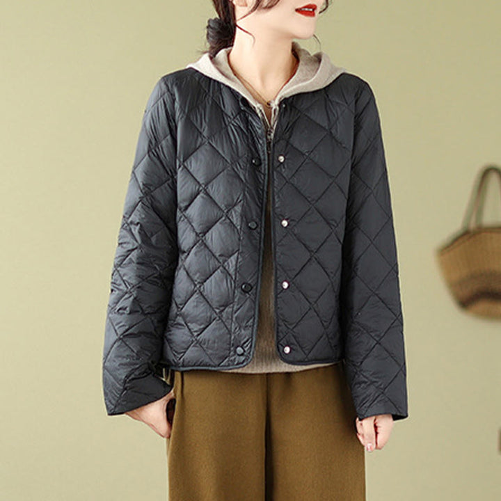 Buddha Stonesレディース 秋冬 長袖 ダイヤモンドキルティングデザイン コットン サーマルジャケット ポケット付き - image 18