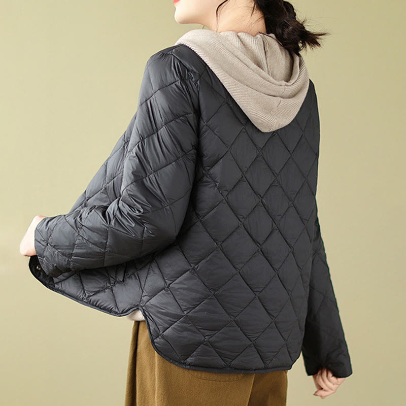 Buddha Stonesレディース 秋冬 長袖 ダイヤモンドキルティングデザイン コットン サーマルジャケット ポケット付き - image 14