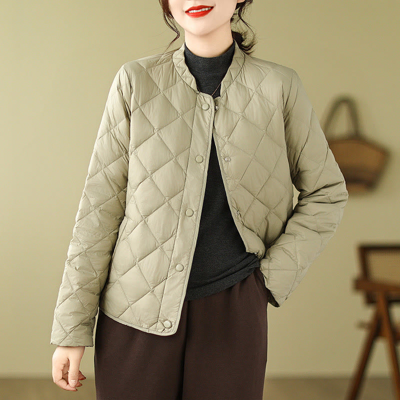 Buddha Stonesレディース 秋冬 長袖 ダイヤモンドキルティングデザイン コットン サーマルジャケット ポケット付き - ダークカーキ - US8-10，UK/AU12-14，EU40-42 (2XL) - image 20