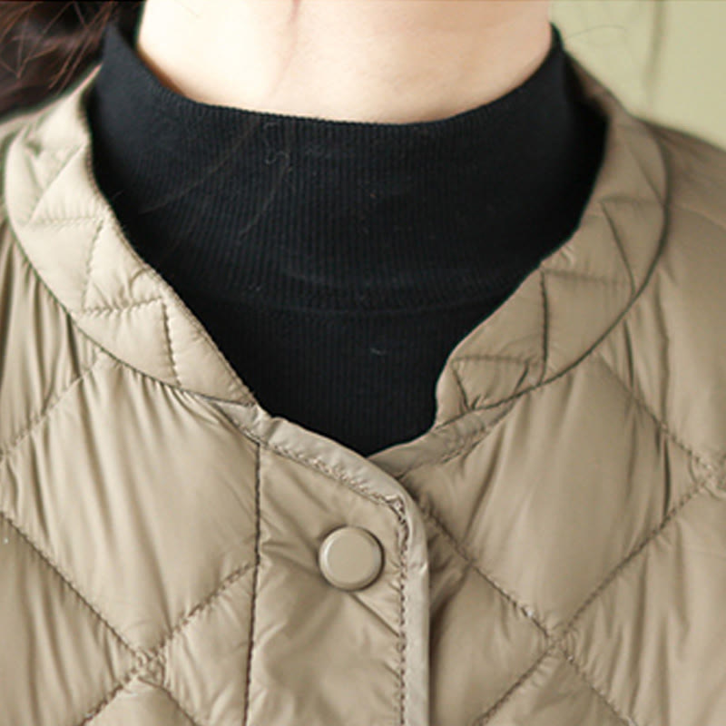 Buddha Stonesレディース 秋冬 長袖 ダイヤモンドキルティングデザイン コットン サーマルジャケット ポケット付き - image 5