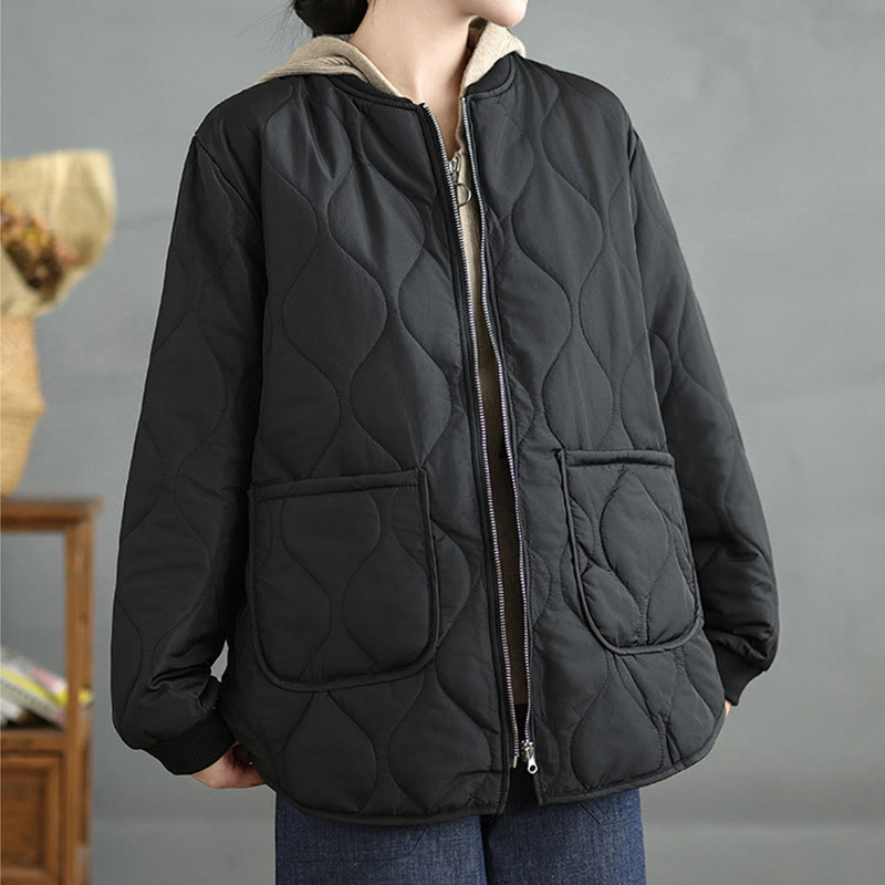 Buddha Stonesレディース 無地 ジッパーデザイン コットン 長袖 ジャケット ポケット付き - 黒 - US14、 UK/AU18、 EU46 (4XL) - image 10