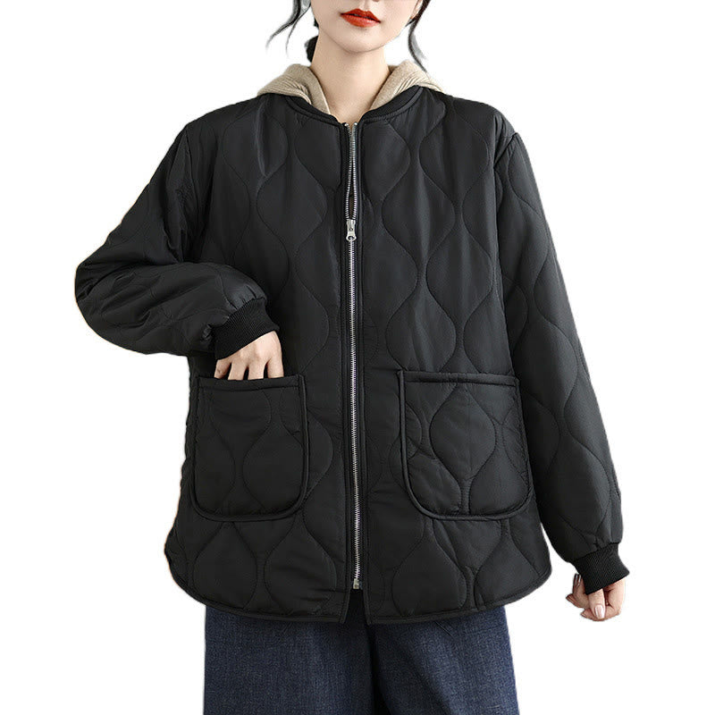 Buddha Stonesレディース 無地 ジッパーデザイン コットン 長袖 ジャケット ポケット付き - image 16