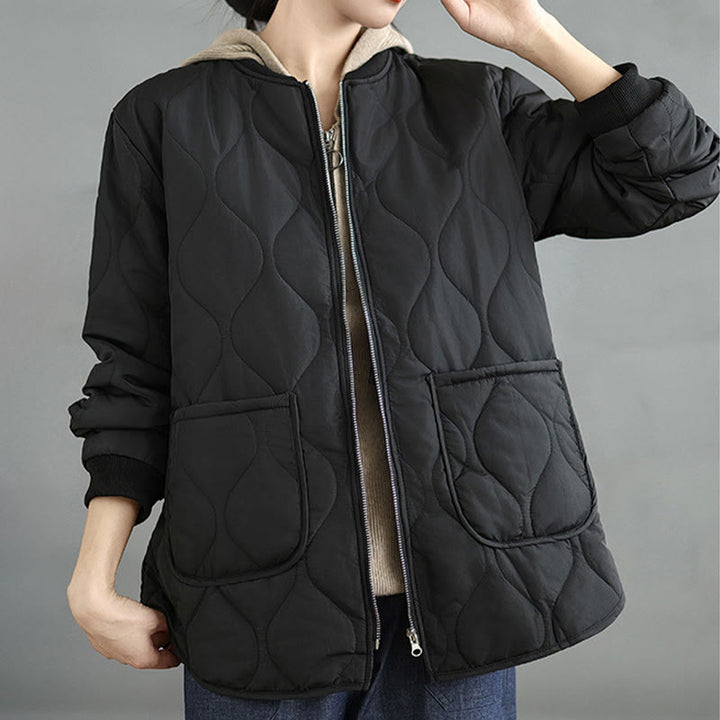 Buddha Stonesレディース 無地 ジッパーデザイン コットン 長袖 ジャケット ポケット付き - image 14