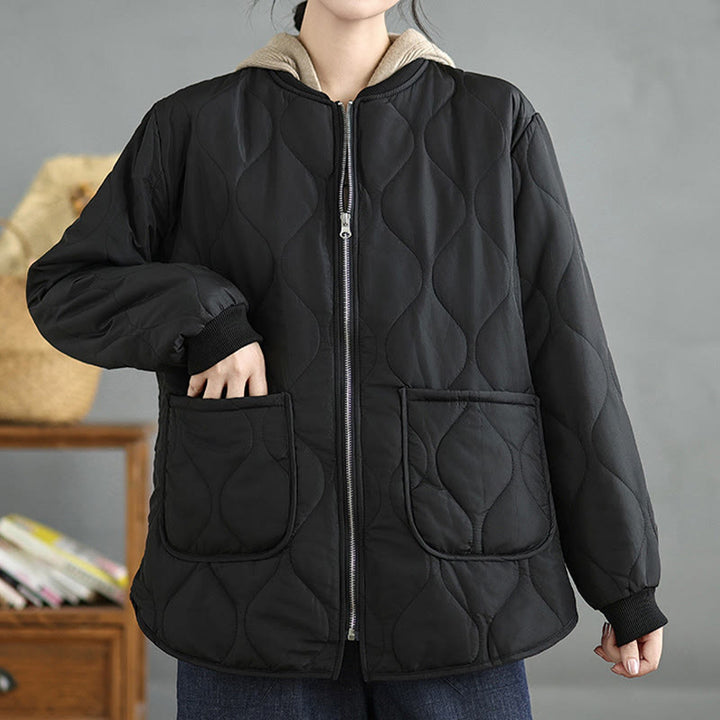 Buddha Stonesレディース 無地 ジッパーデザイン コットン 長袖 ジャケット ポケット付き - image 15