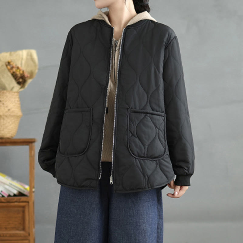 Buddha Stonesレディース 無地 ジッパーデザイン コットン 長袖 ジャケット ポケット付き - image 12