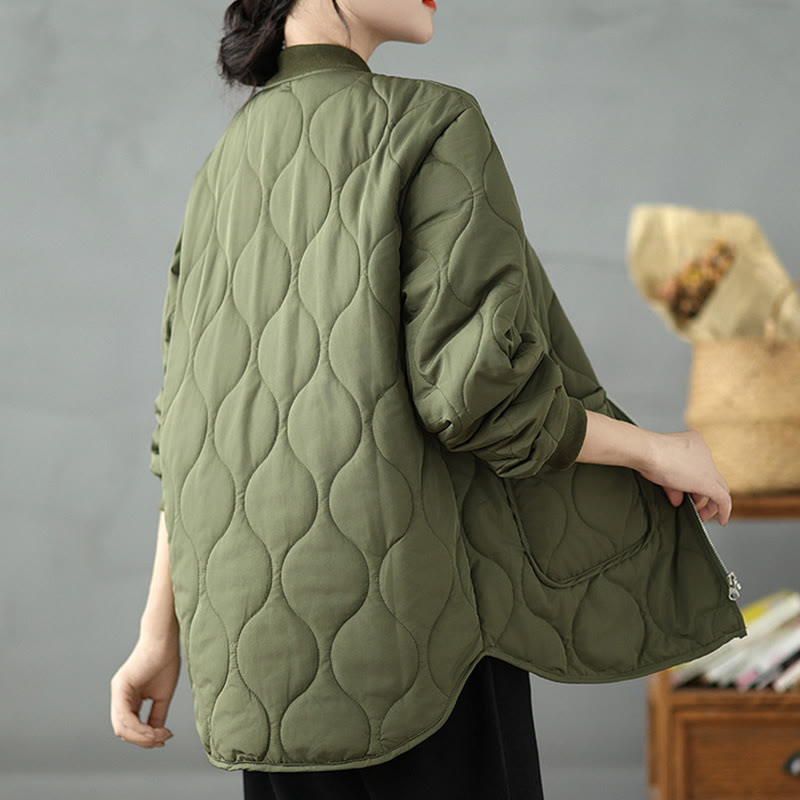 Buddha Stonesレディース 無地 ジッパーデザイン コットン 長袖 ジャケット ポケット付き - image 5