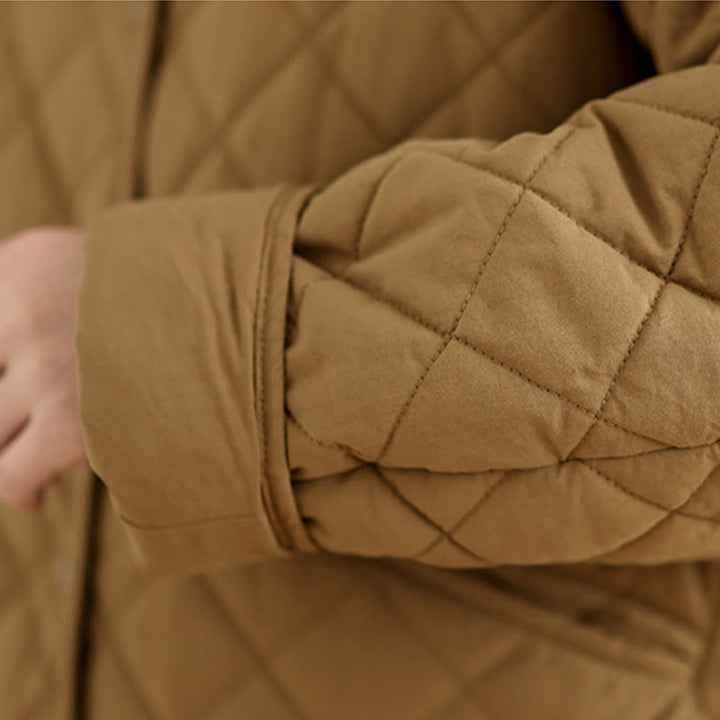 Buddha Stonesレディース ボタンデザイン コットン サーマル ダイヤモンドキルティング 長袖 ジャケット ポケット付き - image 7