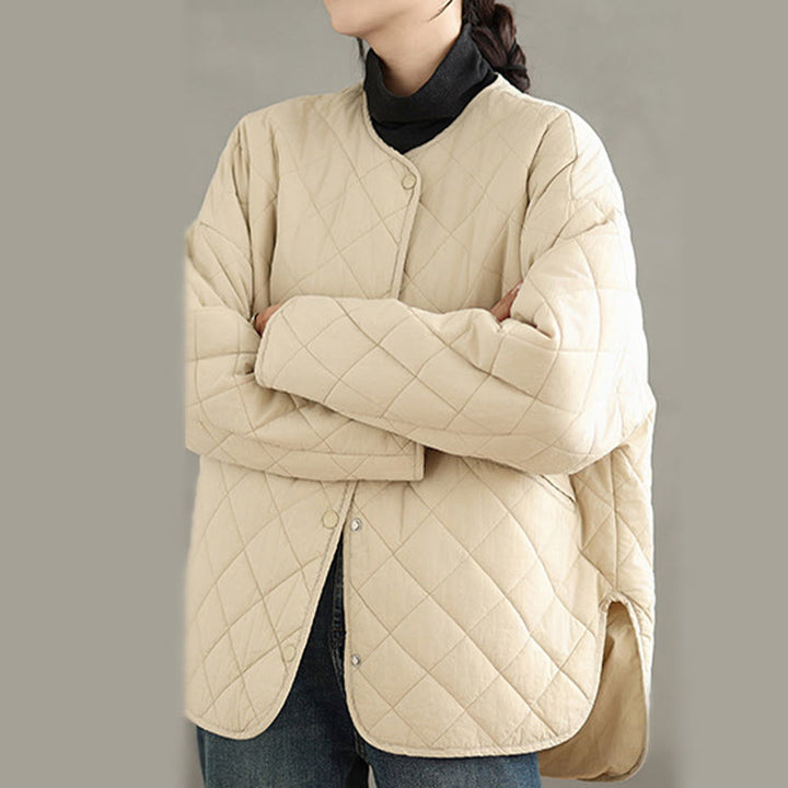 Buddha Stonesレディース ボタンデザイン コットン サーマル ダイヤモンドキルティング 長袖 ジャケット ポケット付き - image 15