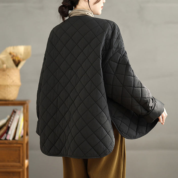 Buddha Stonesレディース ボタンデザイン コットン サーマル ダイヤモンドキルティング 長袖 ジャケット ポケット付き - image 21