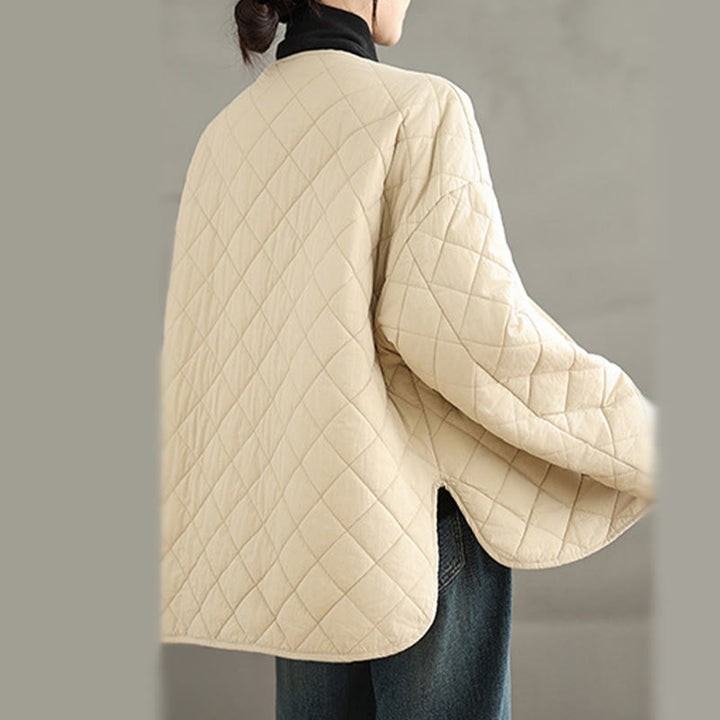 Buddha Stonesレディース ボタンデザイン コットン サーマル ダイヤモンドキルティング 長袖 ジャケット ポケット付き - image 16