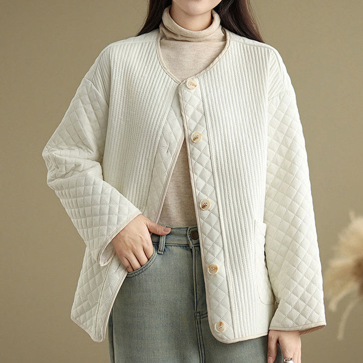 Buddha Stonesレディース ヴィンテージボタン シンプルデザイン 長袖 コットンジャケット ポケット付き - image 11